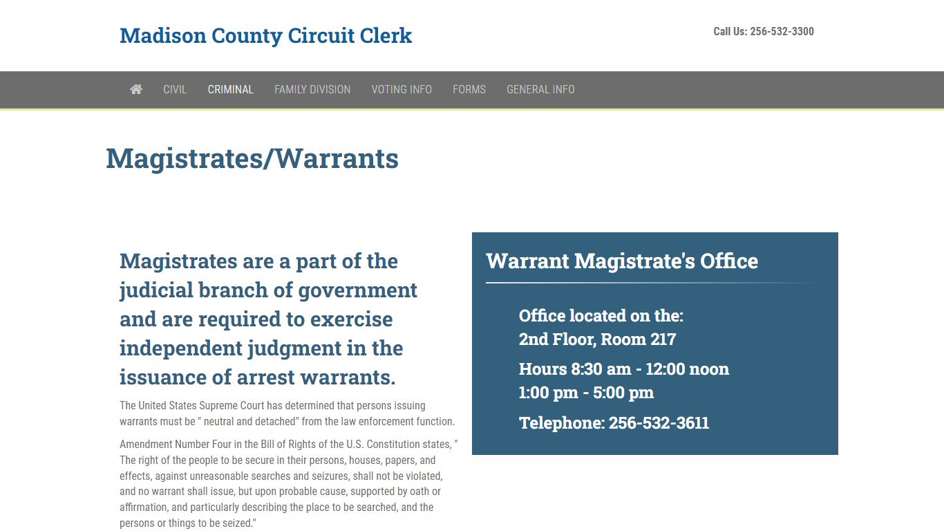 Magistrates/ Warrants | Madison County Circuit Clerk